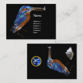 KINGFISCHEREIMONOGRAM, Electric Blue, Black Visitenkarte (Vorne/Hinten)