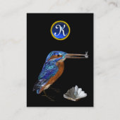 KINGFISCHEREIMONOGRAM, Electric Blue, Black Visitenkarte (Rückseite)