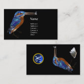 KINGFISCHEREIMONOGRAM, Electric Blue, Black Visitenkarte (Vorne/Hinten)