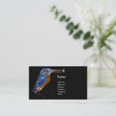 KINGFISCHEREIMONOGRAM, Electric Blue, Black Visitenkarte (Stehend Vorderseite)