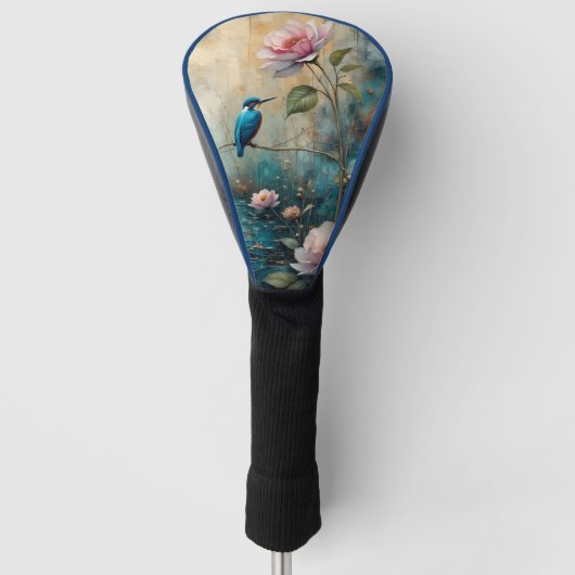 Kingfisher and pink roses golf headcover (Vorderseite)