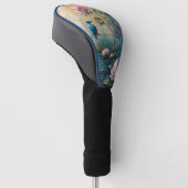 Kingfisher and pink roses golf headcover (angewinkelt)