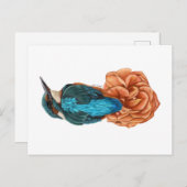 Kingfisher auf Blume Postcard Print Postkarte (Vorne/Hinten)