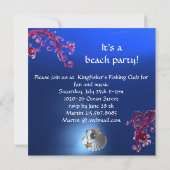 KINGFISHER BEACH PARTY, blau Einladung (Rückseite)