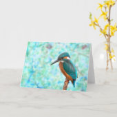 Kingfisher Bird Blue Abstrakt Karte (Gelbe Blume)