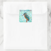 Kingfisher Bird Blue Abstrakt Vorname Quadratischer Aufkleber (Tasche)