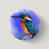 Kingfisher Bird Button - Malerei (Vorderseite)