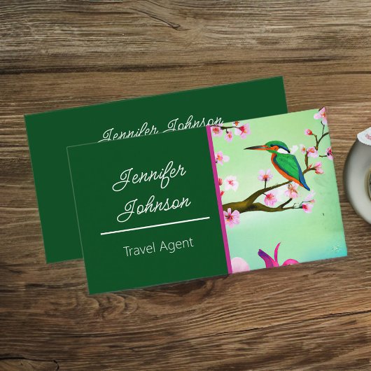 Kingfisher Bird in Sakura Kirchenbaum Agent Visitenkarte