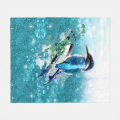 Kingfisher Bird Naturschutz Kunst, Dichtung und Mu Fleecedecke (Vorderseite (Horizontal))
