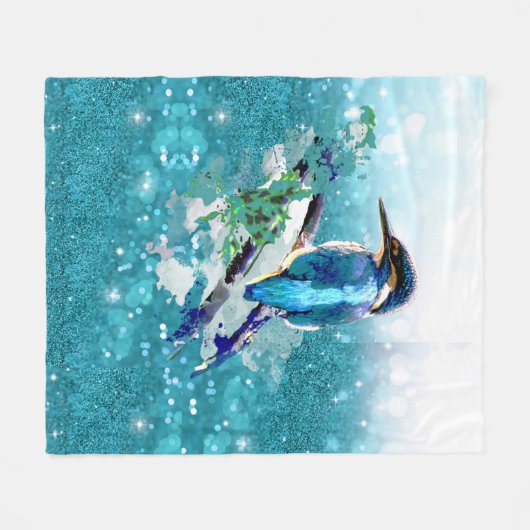 Kingfisher Bird Naturschutz Kunst, Dichtung und Mu Fleecedecke (Vorderseite (Horizontal))