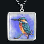 Kingfisher Bird Necklace Versilberte Kette<br><div class="desc">Schöne Kingfisher Bird-Ketten - MIGNED-Malerei</div>