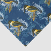 Kingfisher Bird und Vintages Blue Damask Muster Seidenpapier (Ausschnitt)