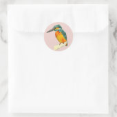 Kingfisher Bird Wasserfarbenmalerei Runder Aufkleber (Tasche)