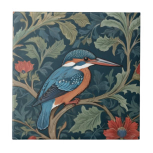 Kingfisher Bird William Morris Style Direkt gegenü Fliese