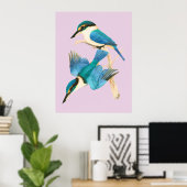 Kingfisher Birds Pink Watercolor Poster (Heimbüro)