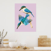 Kingfisher Birds Pink Watercolor Poster (Küche)