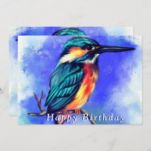 Kingfisher Birthday Card (Vorne/Hinten)