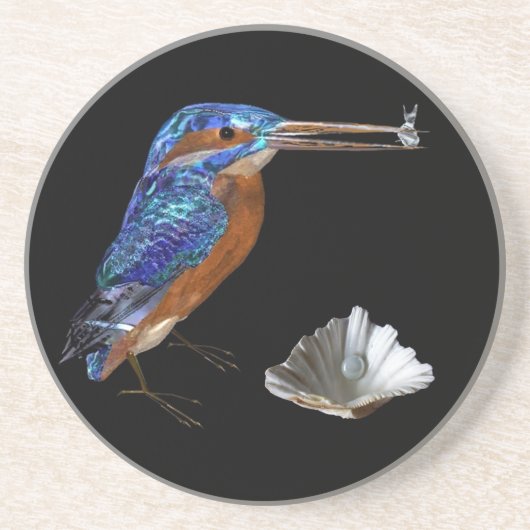 KINGFISHER, Blue Sapphire, Black Getränkeuntersetzer (Vorne)