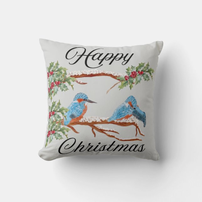 Kingfisher Christmas Pillow Kissen (Vorderseite)