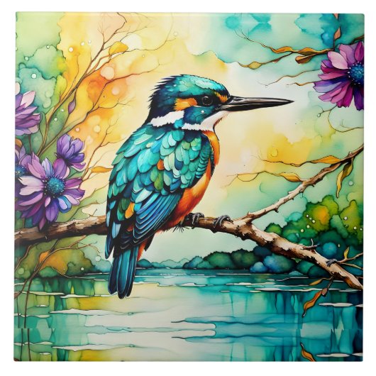 Kingfisher Gebirge, Wasser und Wildblumen Fliese (Vorderseite)