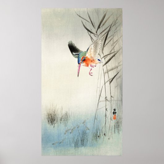 Kingfisher Hunting - Ohara Koson - Vintage Kunst Poster (Vorne)