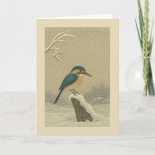 Kingfisher im Schnee - Japanische Weihnachtskarte Feiertagskarte