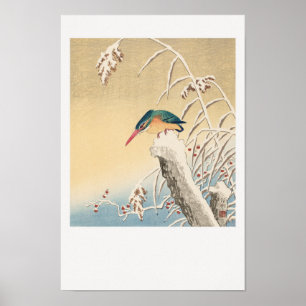 Kingfisher in the snow poster