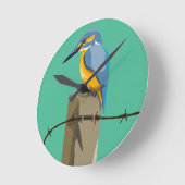 Kingfisher Kotare NZ Vogel Runde Wanduhr (Winkel)