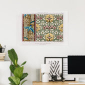 Kingfisher, Libellen und blühende Rushes Poster (Heimbüro)