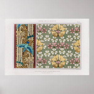 Kingfisher, Libellen und blühende Rushes Poster