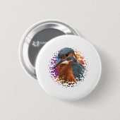 Kingfisher mit farbigem Hintergrund Button (Vorne & Hinten)
