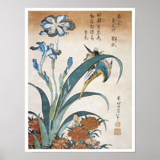 Kingfisher mit Ire, Hokusai, 1834 Poster (Vorne)