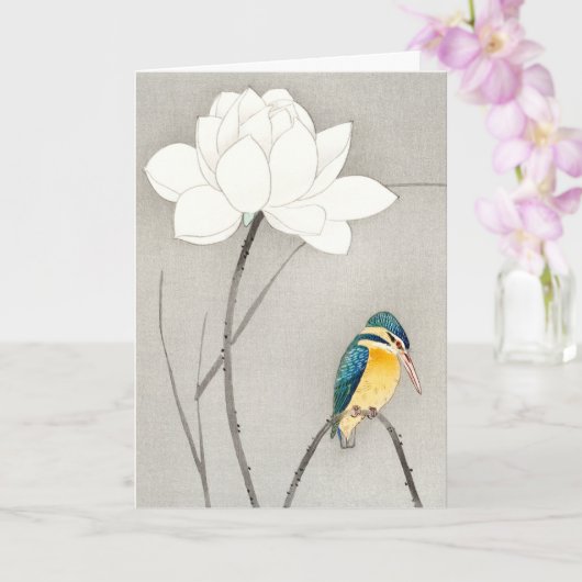 Kingfisher mit Lotus Blume Ohara Koson vergrößert Karte (Orchidee)