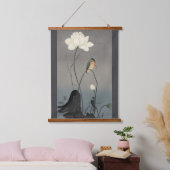 Kingfisher on Lotus, Koson, Ukiyo-e Wandteppich Mit Holzrahmen (Schlafzimmer)