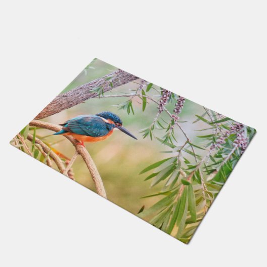 Kingfisher Perched auf Branch Fußmatte (Schrägansicht)