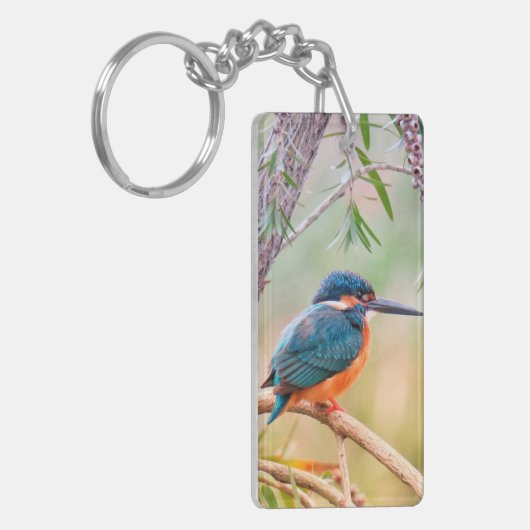 Kingfisher Perched auf Branch Schlüsselanhänger (Vorderseite links)