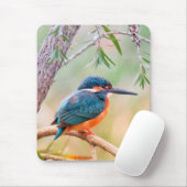 Kingfisher Perched on Branch Mousepad (Mit Mouse)
