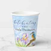  Kingfisher Purple Irises Celebration of Life Pappbecher (Vorderseite)