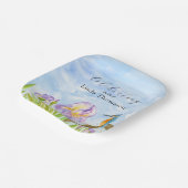  Kingfisher Purple Irises Celebration of Life Pappteller (Gewinkelt)