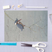 Kingfisher Reflection French Script Vintag Bird Seidenpapier (Handwerk)