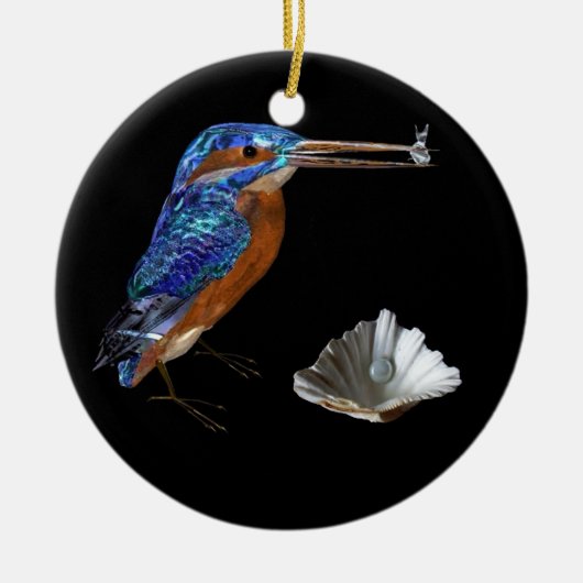 KINGFISHER & SAASHELL BLAUE SAPPHIRE MONOGRAM KERAMIK ORNAMENT (Vorne)