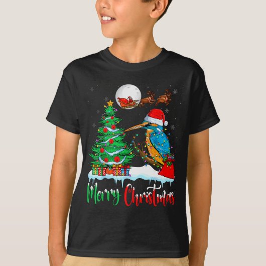 Kingfisher Santa Hat Xmas Tree Merry Christmas Kin T-Shirt (Vorderseite)