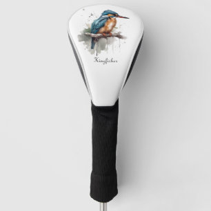 Kingfisher sitzend auf einem Ast in Aquarellfarbe Golf Headcover