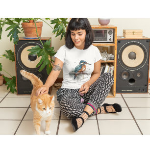 Kingfisher sitzend auf einem Ast in Aquarellfarbe T-Shirt