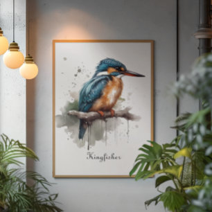Kingfisher sitzend auf einem Zweig, anpassbar Poster
