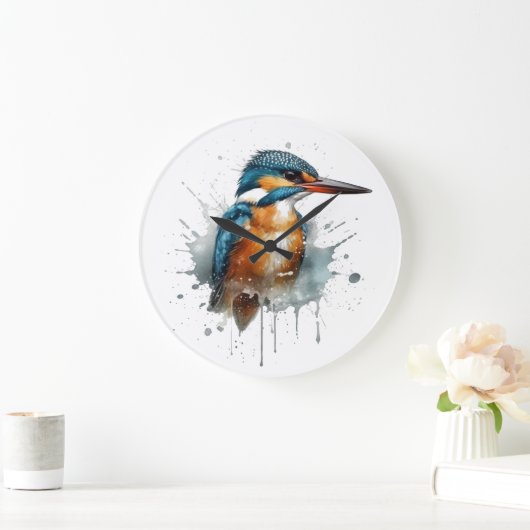 Kingfisher Splash Große Wanduhr (Zuhause)