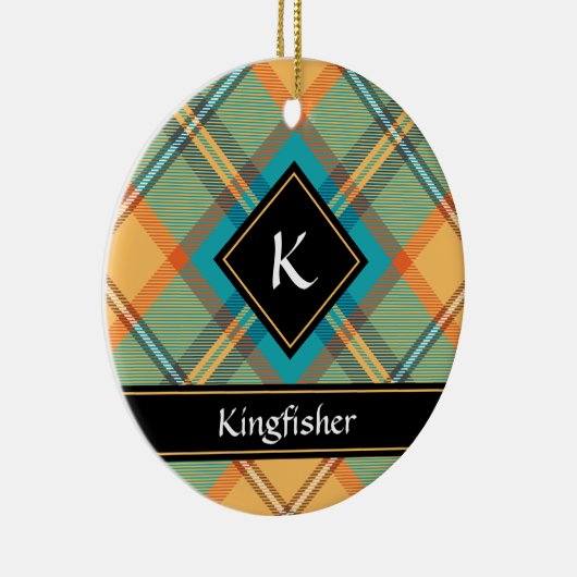 Kingfisher Tartan Keramik Ornament (Rechts)