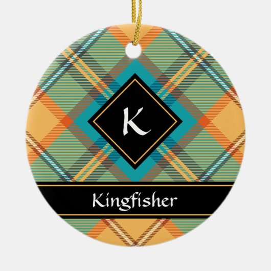 Kingfisher Tartan Keramik Ornament (Vorne)