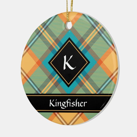 Kingfisher Tartan Keramik Ornament (Links)