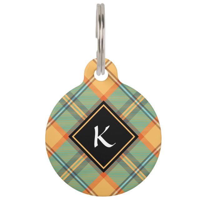 Kingfisher Tartan Pet ID Tag Haustiermarke (Vorderseite)